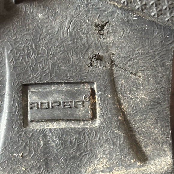 Roper Black Leather Cowboy Boots Rhinestones Lug soles Western Size 9 - Picture 8 of 12